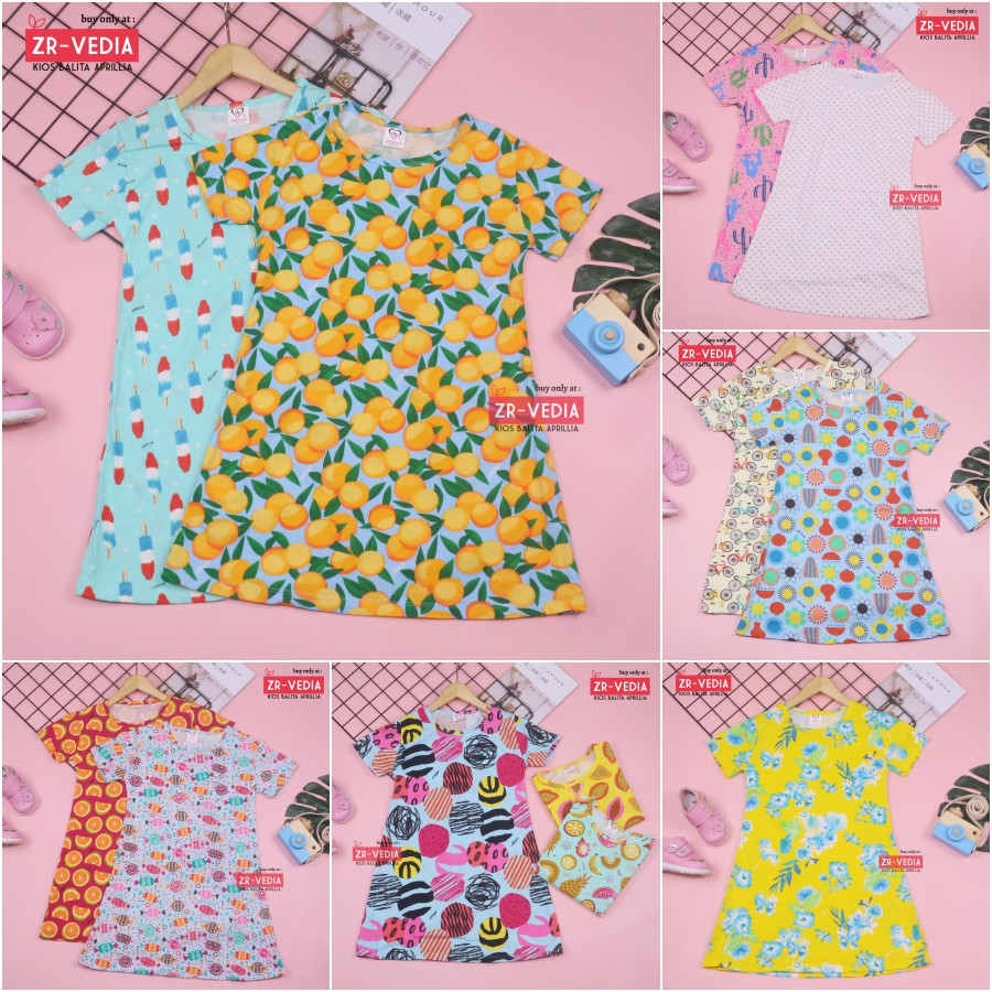 Dress Amirah uk 3-5 Tahun / Lengan Baju Tidur Balita Anak Perempuan Adem Kaos Lucu Dres Harian Murah kiosbalitaaprilia