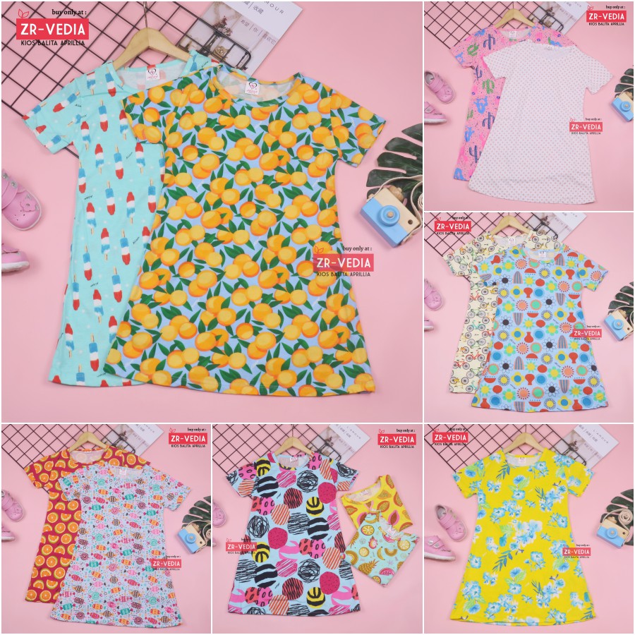 Dress Amirah uk 3-5 Tahun / Lengan Baju Tidur Balita Anak Perempuan Adem Kaos Lucu Dres Harian Murah kiosbalitaaprilia