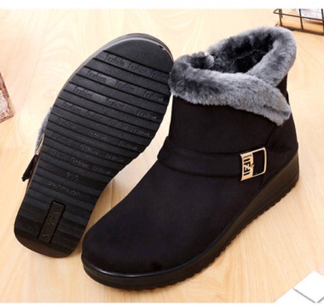 IMPORT MOLLAD Boots Pollar Sepatu Boots Wanita Lapis Bulu Musim Dingin Winter Boots Suede Fur Woman