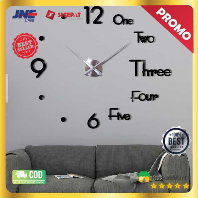 Jam Dinding Besar DIY Giant Clock Underline &amp; Angka 37 Inch - DIY-109