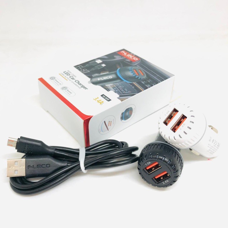 PROMO SAVER CHARGER MOBIL F87 FLECO ORI 2USB + KABEL MICRO