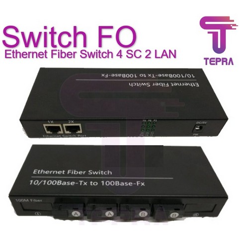 Media Converter Ethernet Fiber Switch 4 Port FO 2 Port LAN / 4 FO 2 LAN / 4 SC 2 Rj45