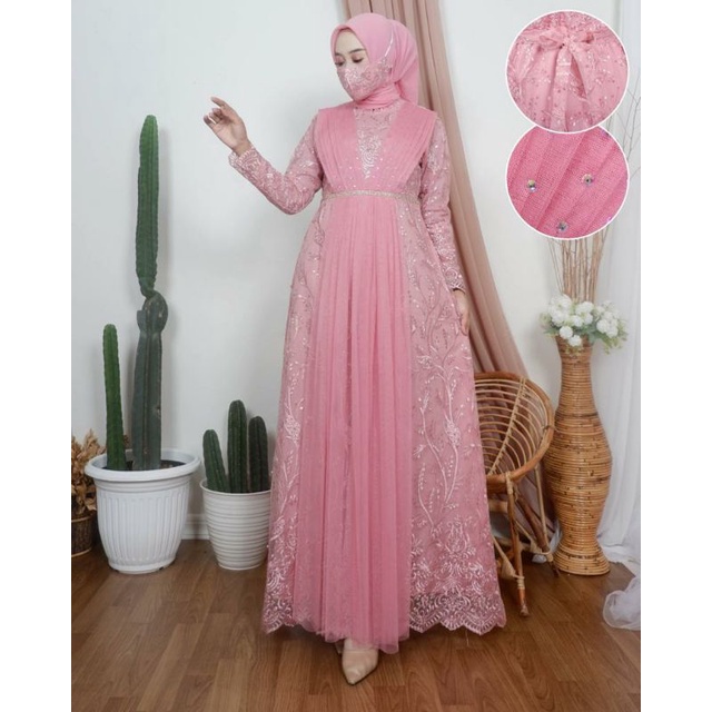 Gamis Long Princess NJ / Kebaya Modern Gamis Pesta Mewah / Dress Muslimah