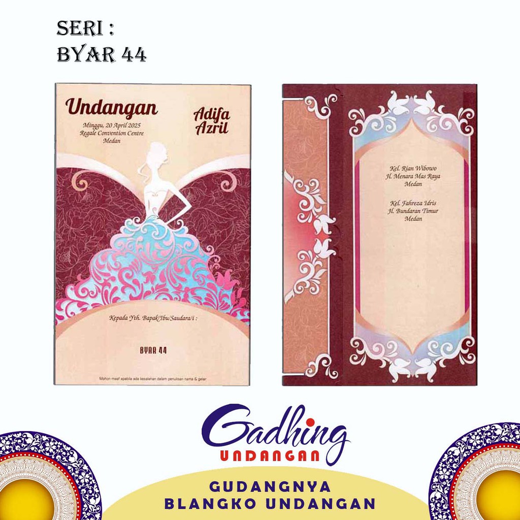 Blangko Undangan Nikah BYAR 44 Harga Murah Isi 100 Lembar Shopee