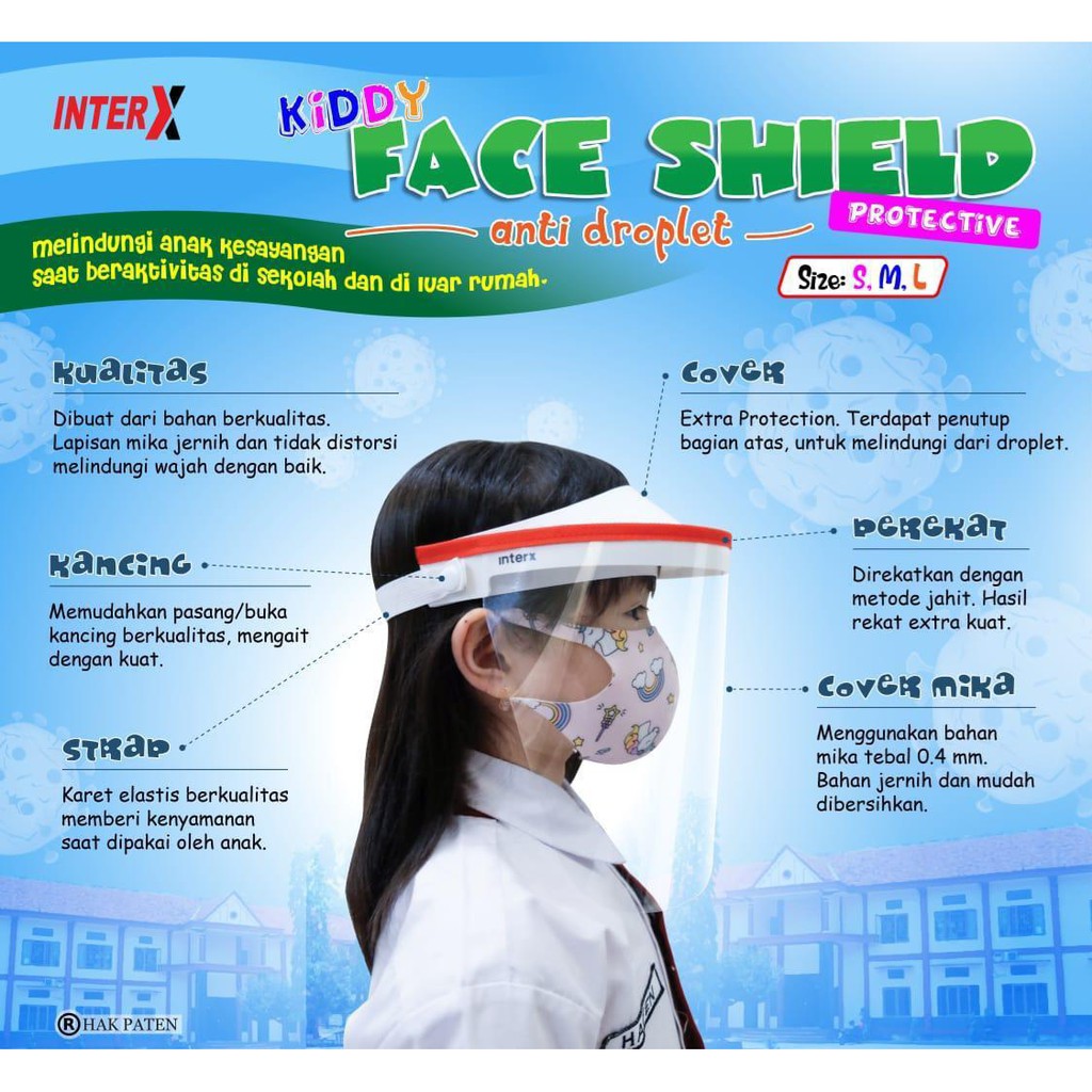 INTRA X FACE SHIELD PELINDUNG MUKA ANTI DROPLET ALAT PELINDUNG DIRI S L XL