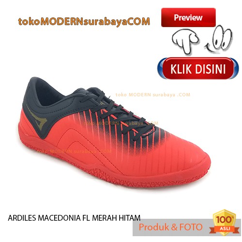 ARDILES MACEDONIA FL MERAH HITAM sepatu pria olahraga futsal