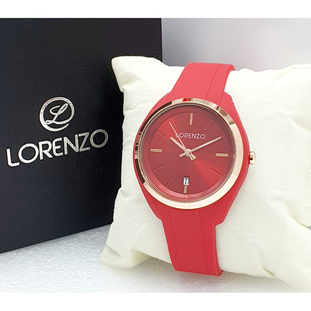 JAM TANGAN WANITA KASUAL LORENZO 7108 TANGGAL AKTIF STRAP RUBBER
