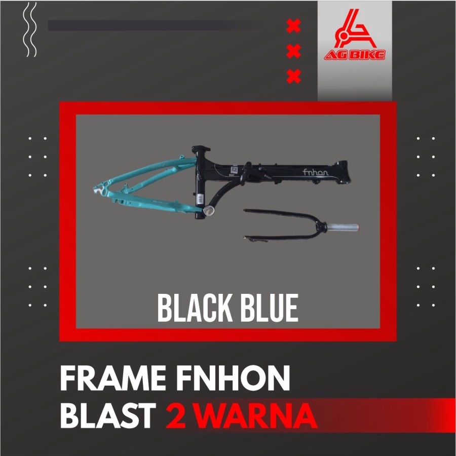 Frame Fnhon Blast + handlepost warna hitam biru black blue 2 warna discbrake 20 22 inch Not storm gust