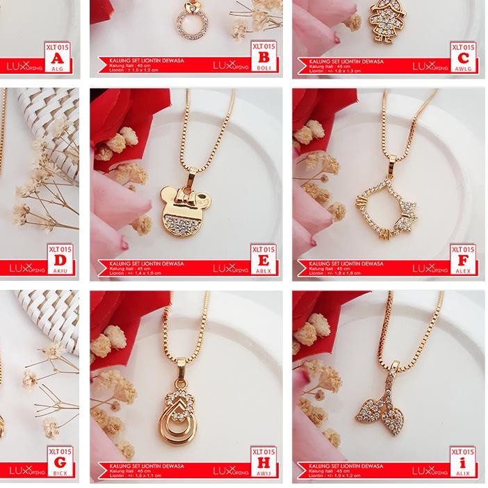 ♥ XLT 015 Kalung Set Liontin Emas Imitasi Liontin Miki Tikus Mini Tikus Hello Kitty Liontin Kalung H