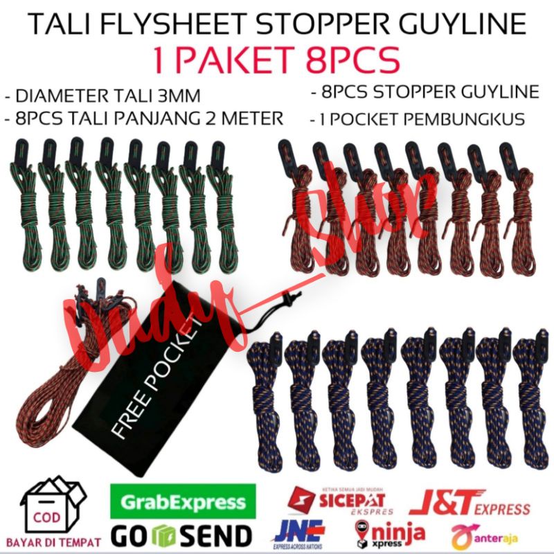 Paket Murah Tali Flysheet dan Stopper Guyline Pelengkap Tenda