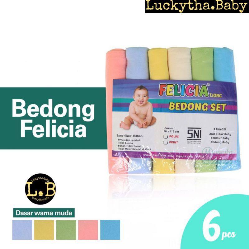 (6 pcs) bedong bayi polos  Felicia ,fejes,gold nagatina / selimut bedong bay/ kain pernel premium/ bedongan polos bayi i