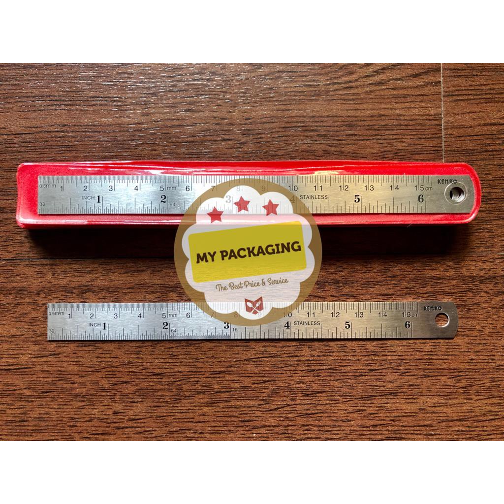 Stainless Steel Ruler Penggaris Besi Kenko 15 cm - Satuan