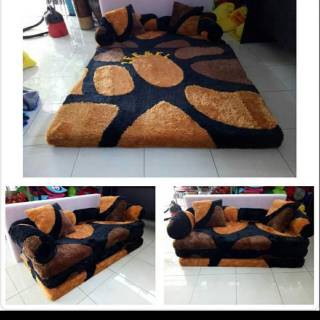 SOFABED KARAKTER BULU RASFUR 2 IN1 KASUR BULU RASFUR JUMBO 200X145X10CM SOFABED KARAKTER MOTIF BUSA 