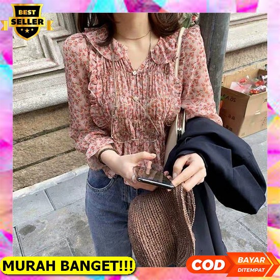 5780 Baju Atasan Blouse Bordir Lengan Panjang Korean Style Wanita Import Baju Atasan Blouse Blous Bl