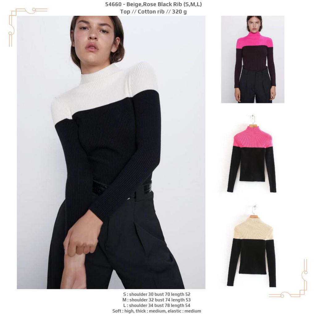 atasan kaos lengan panjang hitam mix,kaos katun rib import murah