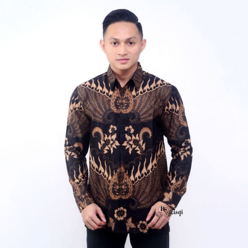 baju batik pria lengan panjang modern  Bahan Katun Primis