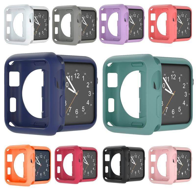 Case Pelindung Layar Bahan Silikon TPU Untuk Apple Watch 7 SE 6 5 4 3 2 1 38MM 40MM 41MM 42MM 44MM 45MM