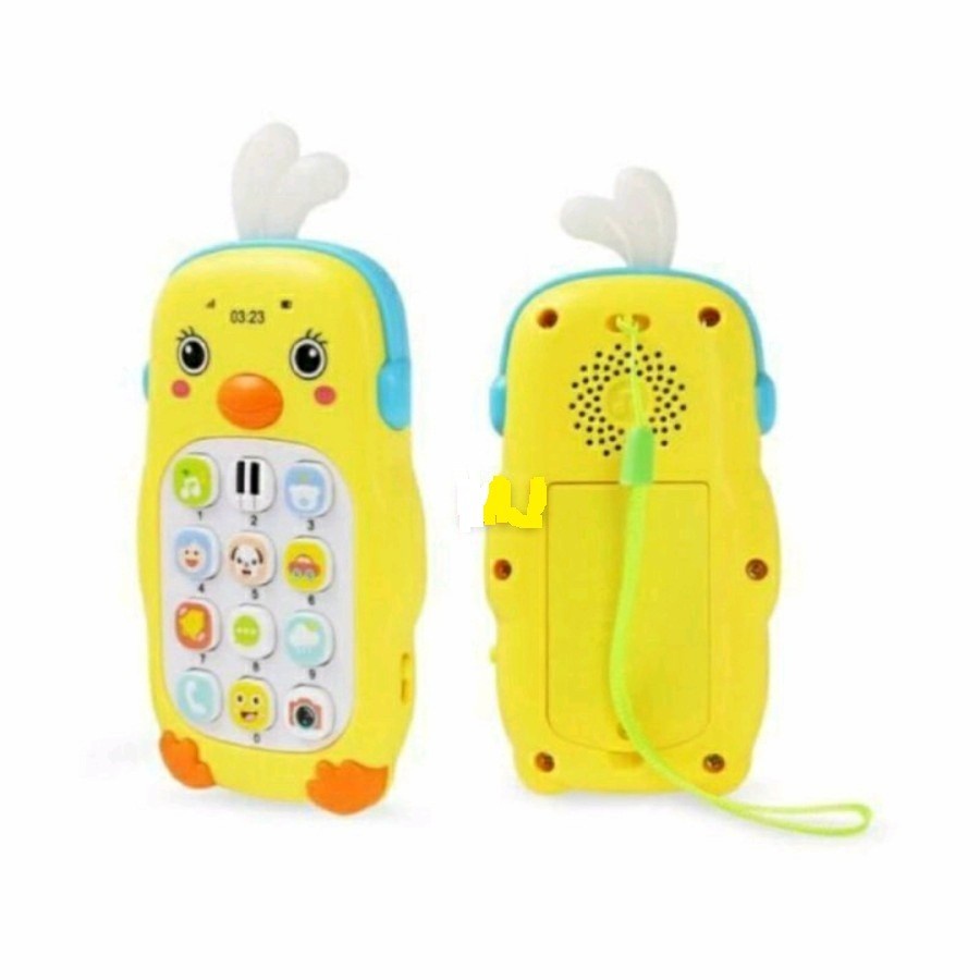 BIG SALLE Mainan Edukasi Anak balita Musik Mobile Phone Lucu / Mainan Bayi Baby Children's Music Phone Baby Phone Duck BABY - Kado Hadiah Baby Cewek Cowok Phone Bebek Kuning Unik 3 4 5 6 Bulan