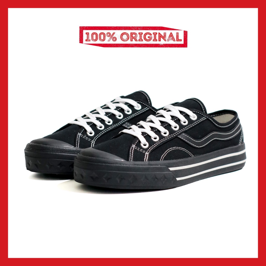 ORIGINAL - Sepatu Brand Lokal Kasual Pria Wanita No Brand Black Oreo Low Not Sneakers Ventela Retro Public Low Oreo