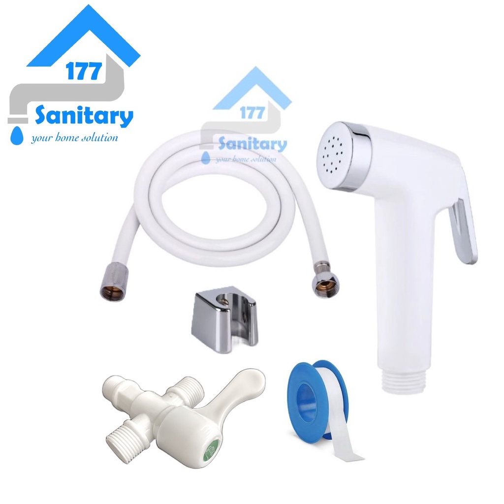 Termurah Paket bundling  shower Bidet CROM &amp; Stop kran klosed stainless 52st-Jet shower 2in1 cebok toilet complete set putih washer spray semprotan kloset closet