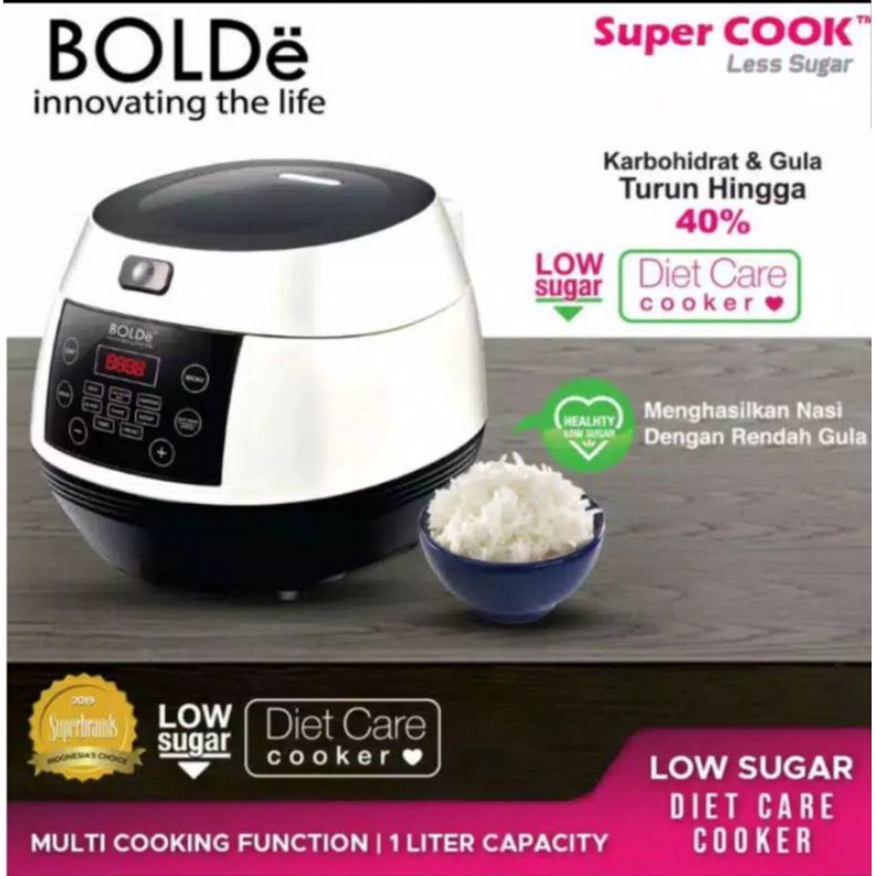 Jual BOLDe Super COOK Less Sugar Rice Cooker 1 Liter Low Carbo 400 Watt