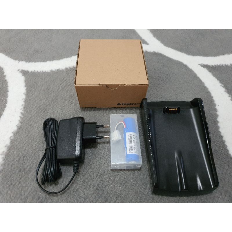 paket dudukan charger casan dan baterai mesin edc ingenico iwl220 barang baru bersegel dan bergarnsi
