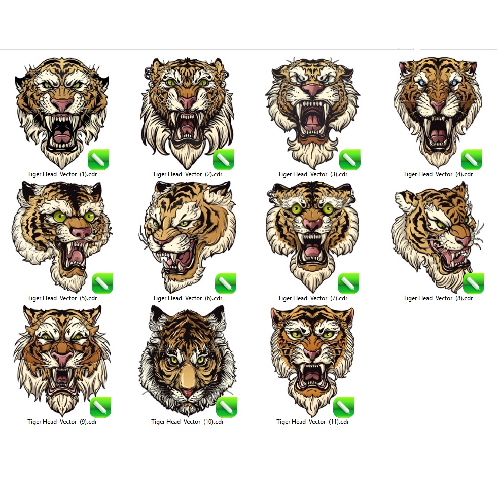 Tiger Head Set Vector - Coreldraw