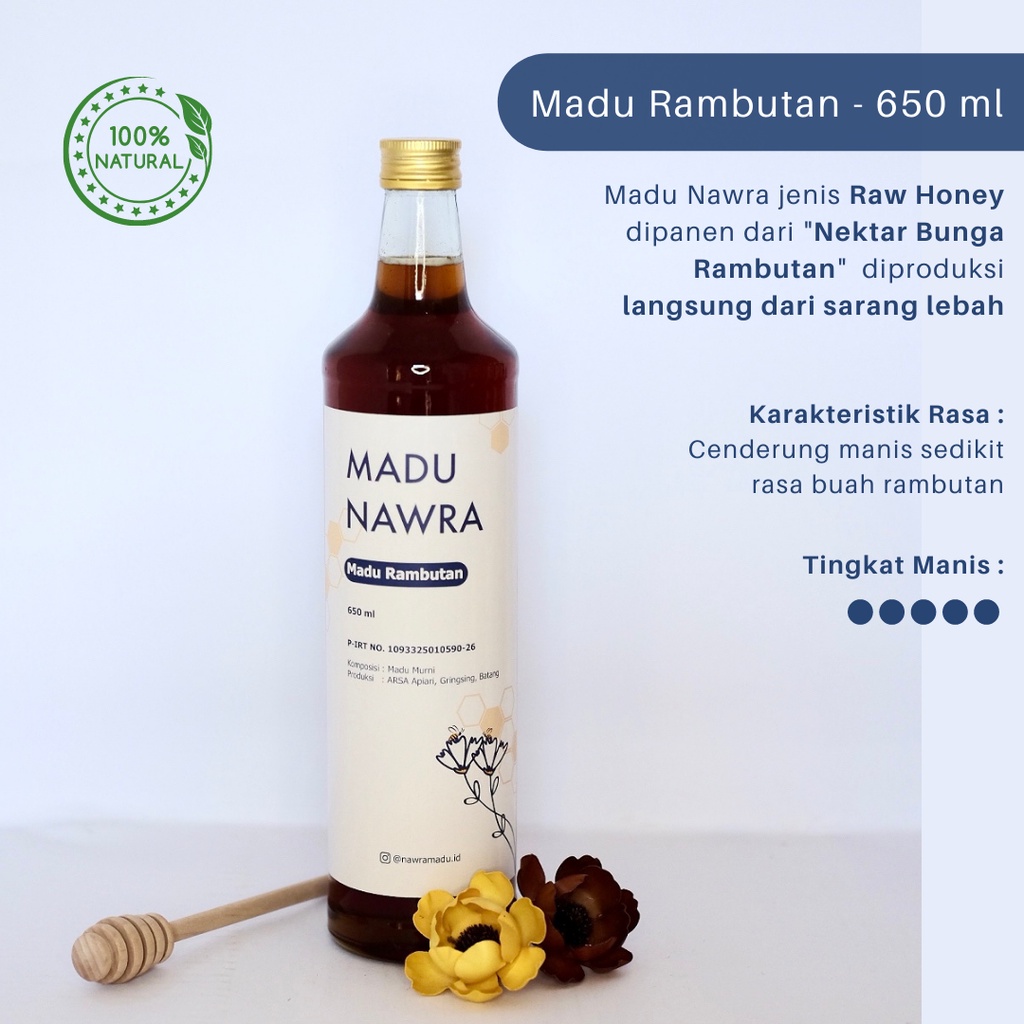 

Madu Nawra - Madu Rambutan 650 ml - Raw Honey (Madu Asli dan Alami)