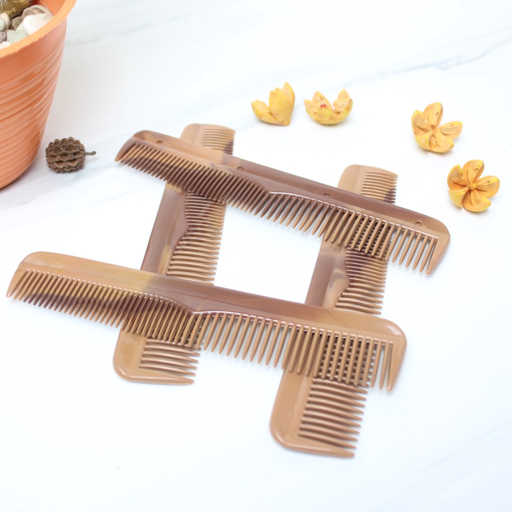 12 pcs (1 lusin) Sisir Rambut Pria Saku Warna Coklat