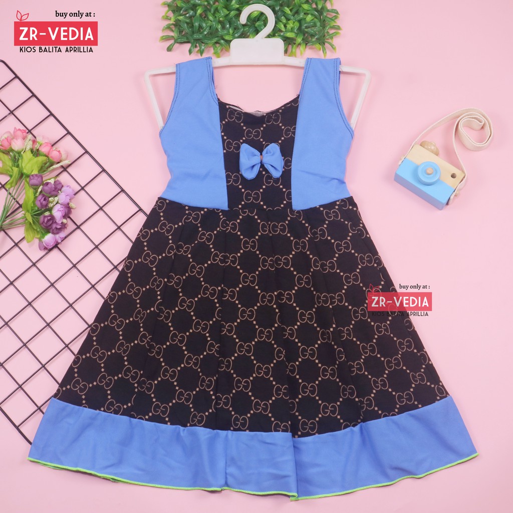 Dress Aurora uk 5-6 Tahun / Baju Dres Anak Perempuan Murah Polos Yukensi Adem Pakaian Pesta Gaun