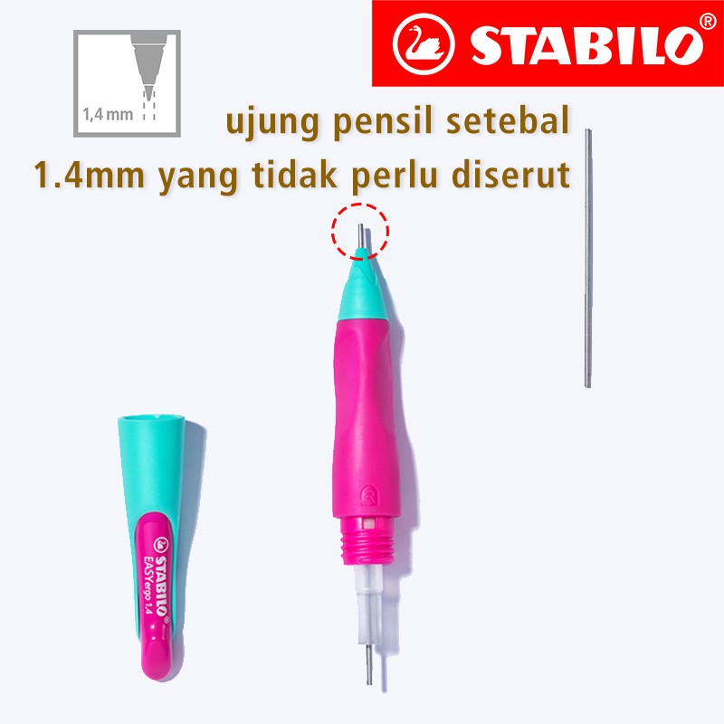 

STABILO EASYergo 1.4 pensil mekanis ergonomis pupil calligraphy for beginner HB pensil easy to grasp