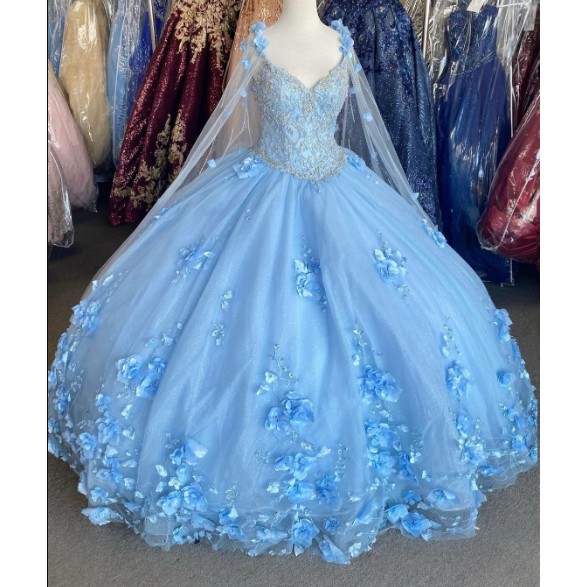 Gown Light Blue Dreamy Princess Quinceanera Dresses
