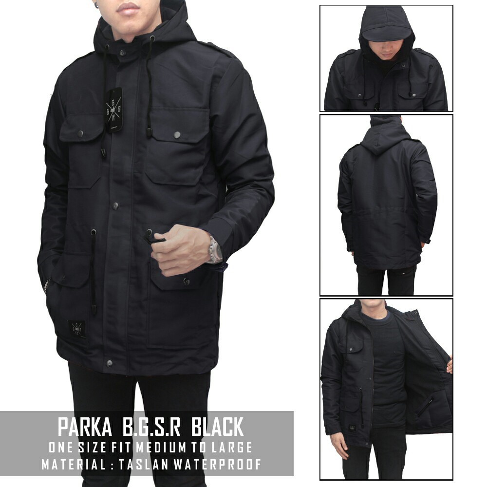 Jaket Parka Waterproof BGSR Pria Premium Anti Air Biru navy