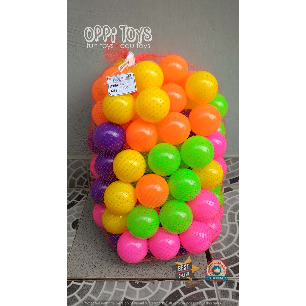 Mandi Bola Plastik Warna Cerah Isi 100pcs - Bola Plastik Anak - Mandi Bola Anak Anak Isi 100 Pcs