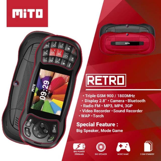 Mito Retro 3 Simcard Garansi Resmi