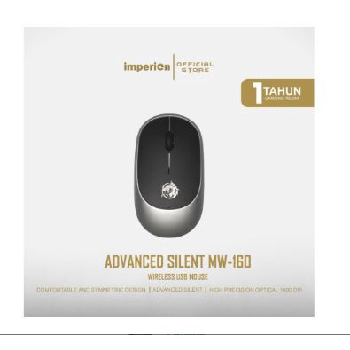 Mouse imperion wireless 2.4ghz usb optical 1600dpi silent on off 125hz for pc cpu laptop gaming office mw-160 mw160