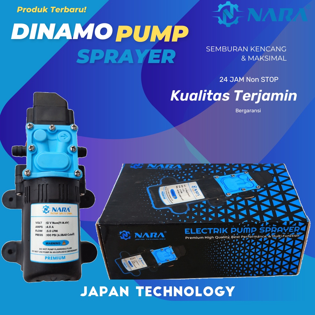 Dinamo Pompa DC 12V NARA 5 Lpm 100 Psi Pump Sprayer Pertanian