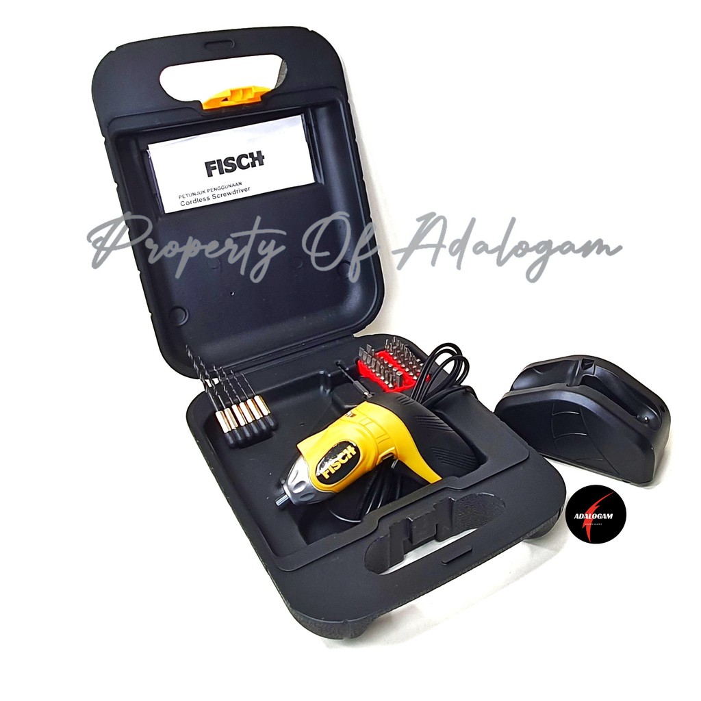 FISCH Mesin Bor Obeng Baterai Box Set - Cordless Drill Screwdriver