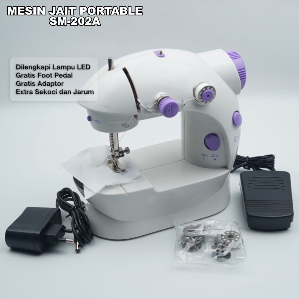 Mesin Jahit Mini Portable SM-202A Mesin Jahit Portable Multifungsi Sewing Kit Mesin Jahit Praktis