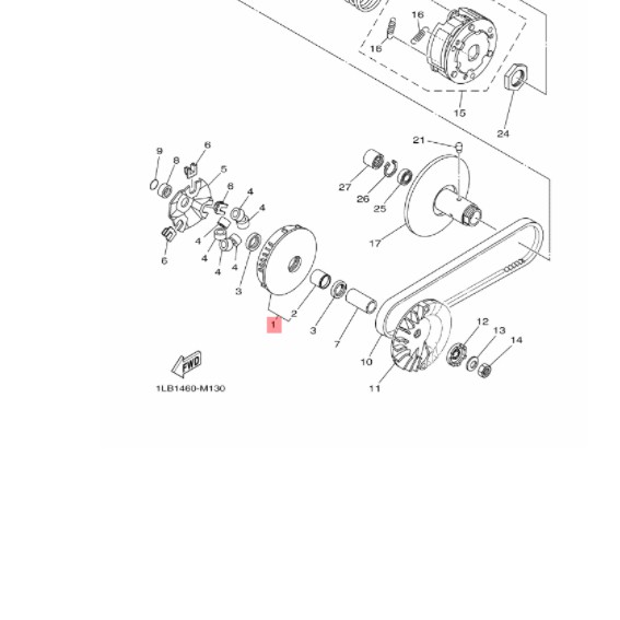primary sliding sheave rumah roller roler xeon karbu rc gt aerox 125 ori ygp 44D-E7620-00