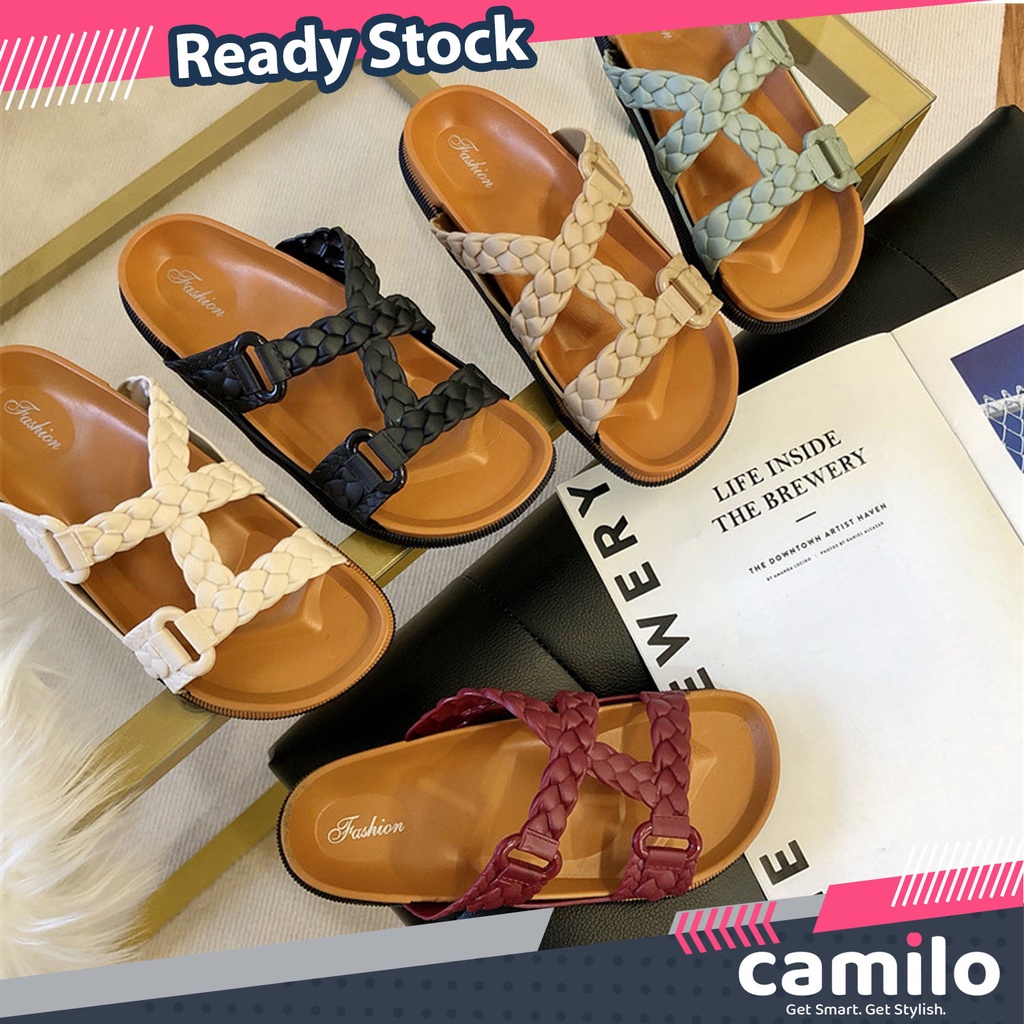 ☀CAMILO☀ SF17 Sandal Gunung Slop Slip On Teplek Wanita Pria Sandal Cewek Sandal Cowok Sandal Unisex Sandal Import Sandal Premium