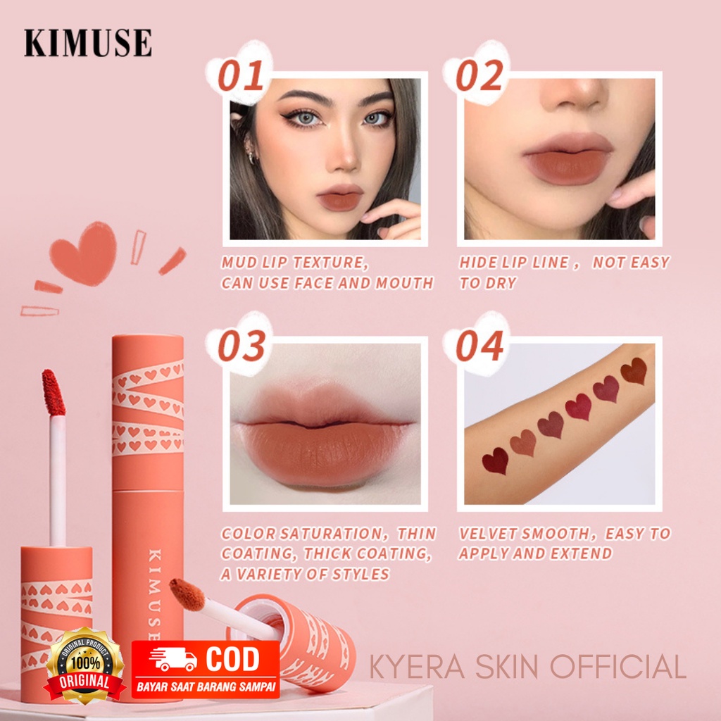 KIMUSE Lip Matte Powder Lipstick Lipcream Clay LipMatte Clay Kimuse Lip Cream