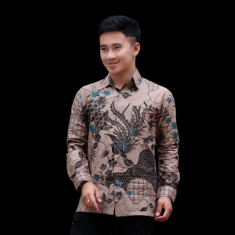 Kemeja Batik Pria Modern Lengan Panjang Casual Modis Slim Fit Trendy Masa Kini OL 162