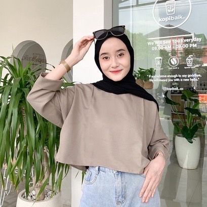 (AMD) BLOUSE BRILIAN KEMEJA CROP OVERSIZE AIRFLOW ATASAN WANITA