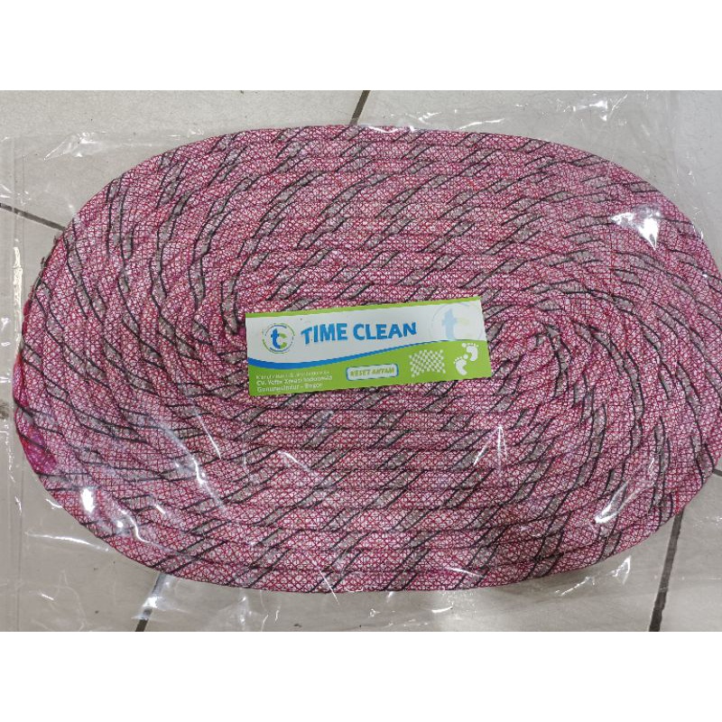 Keset Kain Oval Kecil Serbaguna Time Clean / Alas Kaki  / Keset Bahan Kain / Alas Kaki Original / Keset Kaki Rainbow