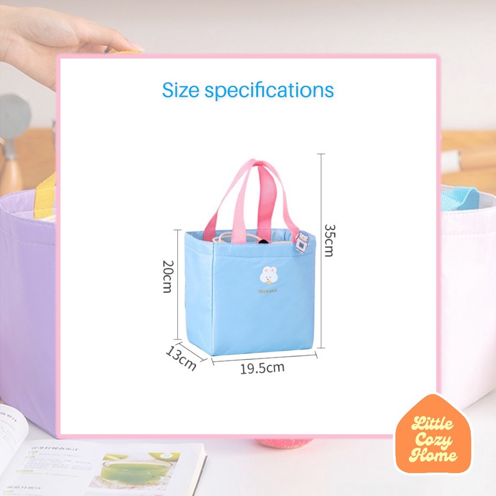 PASTEL WATERPROOF LUNCH BAG / Tas Bekal Serut Warna Lucu Anti Air/ Cooler Bag Lunch Box Aluminium Foil