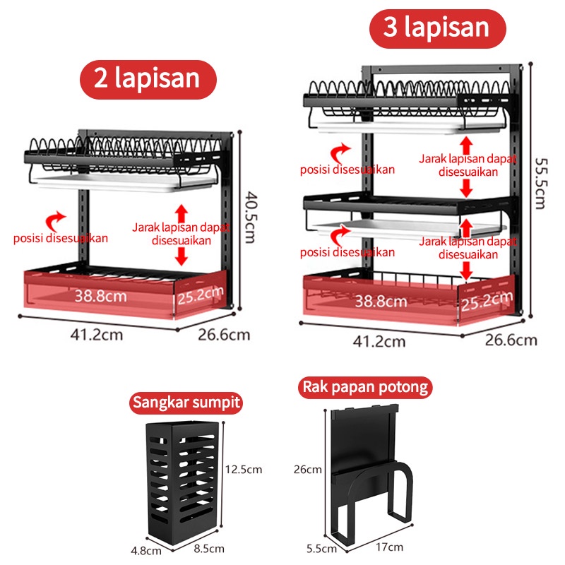 Rak Piring Gantung Rak Dapur Rak Dinding Rak Besi Anti Karat Rak Penyimpanan Mangkuk