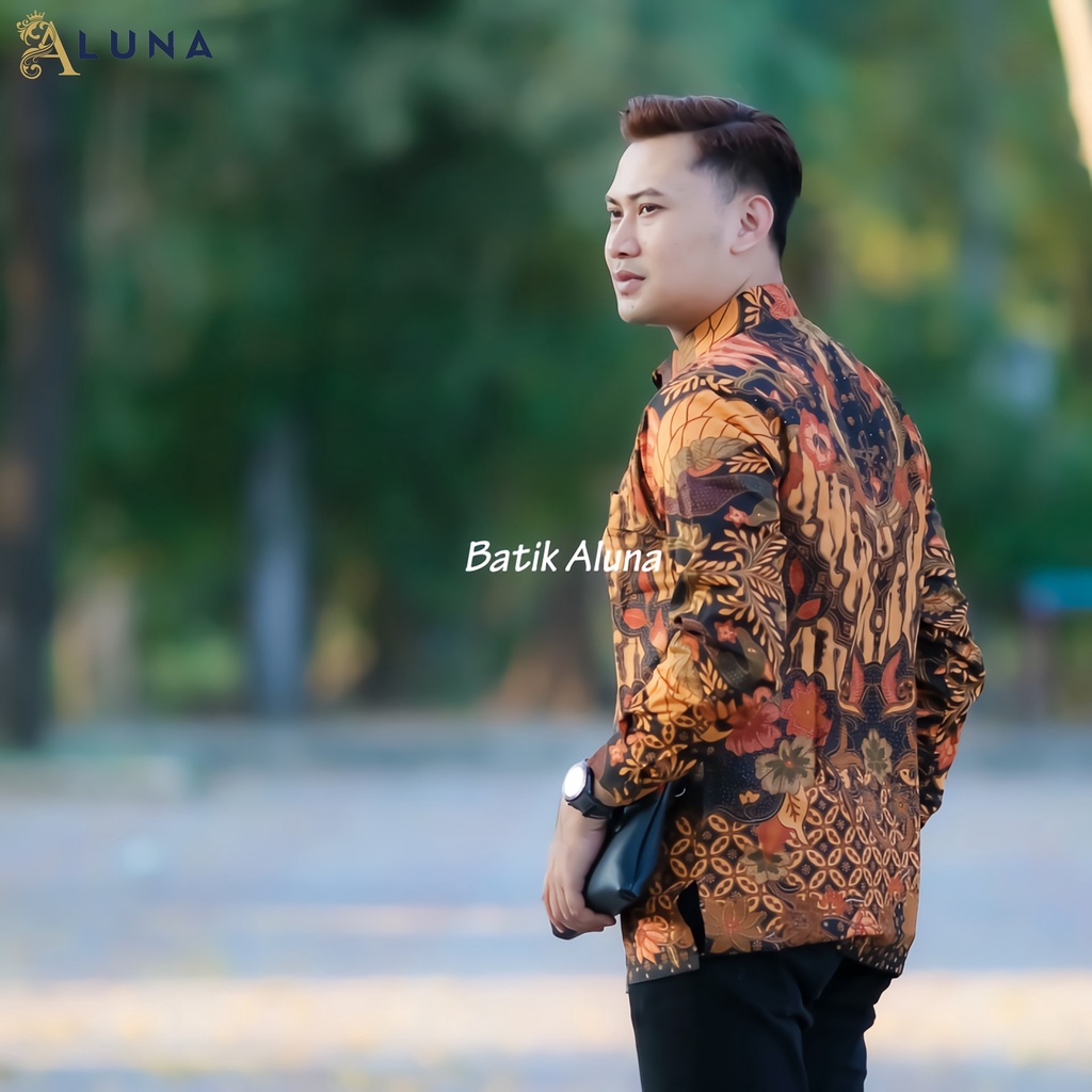 BAJU KEMEJA KONDANGAN FORMAL BATIK PRIA LENGAN PANJANG PREMIUM REGULAR COWOK MODERN ALUNA PCW 099