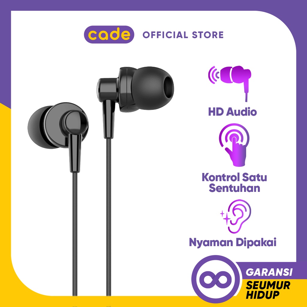 CADE Black Earbuds Bass Android iPhone - OPPO Official Accessories-1
