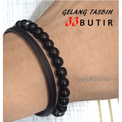 TASBIH 99 BUTIR BATU HITAM SIZE BESAR 10MM / TASBIH LIMBAD / KALUNG KOKKA HITAM POLOS